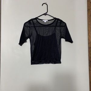 Black mesh shirt with cami under